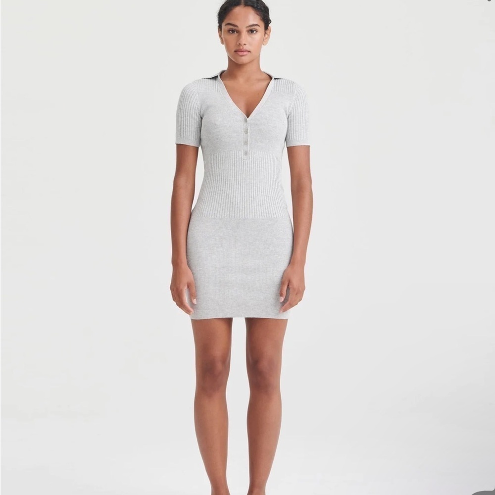 Cashmere silk polo mini dress preppy tennis summer short sleeve ribbed